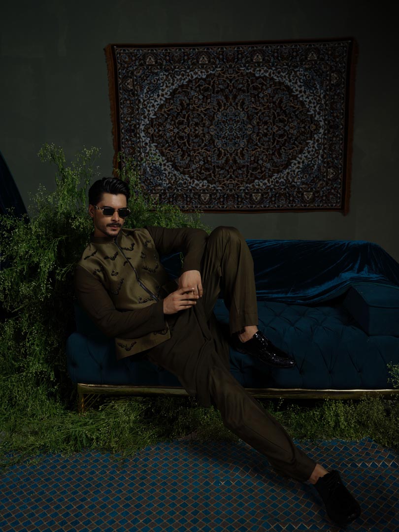 Olive Zipper Bundi set