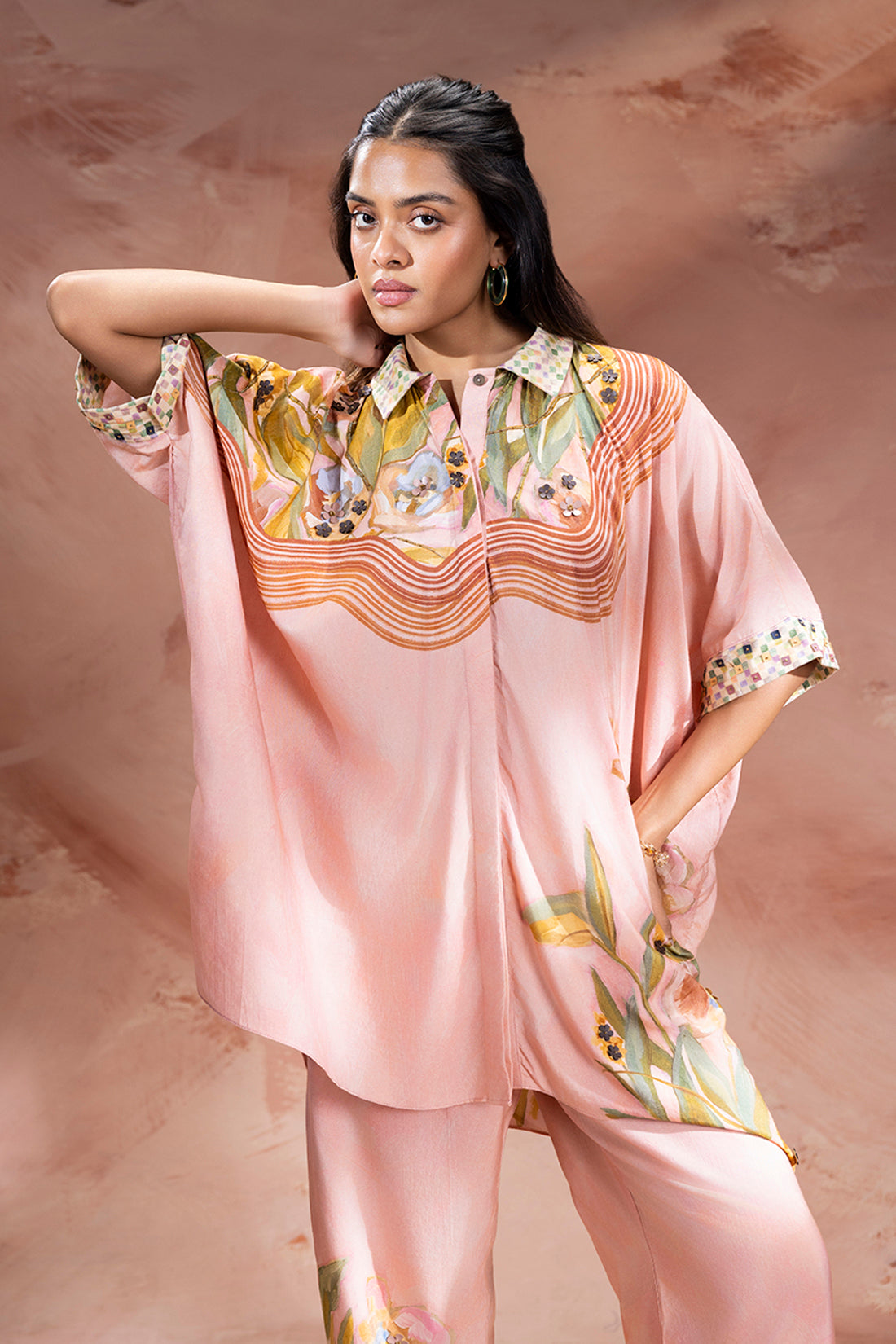 dusky pink zeya embroidered set
