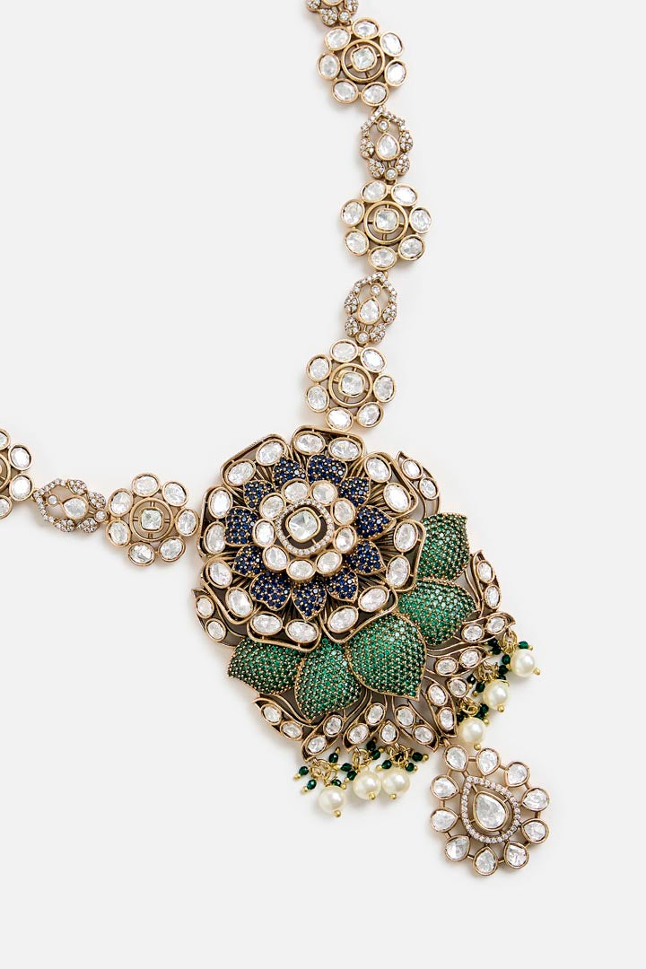 Kundan & Emerald Statement Necklace Set