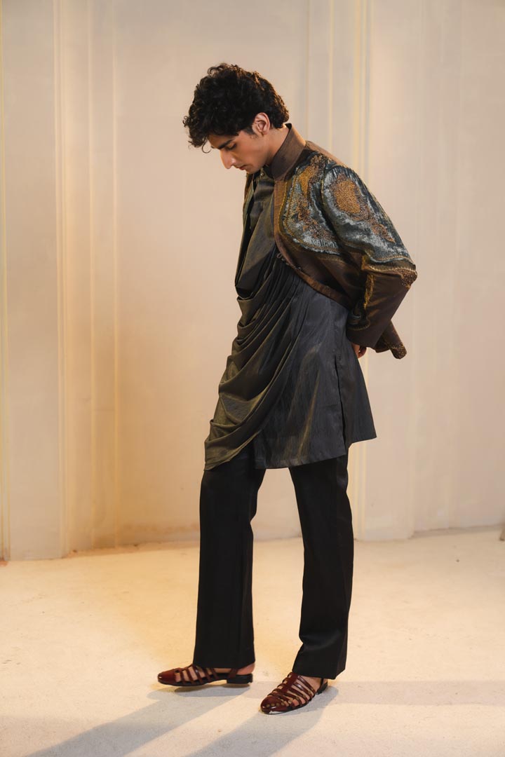 Bronze tissue short jacket set