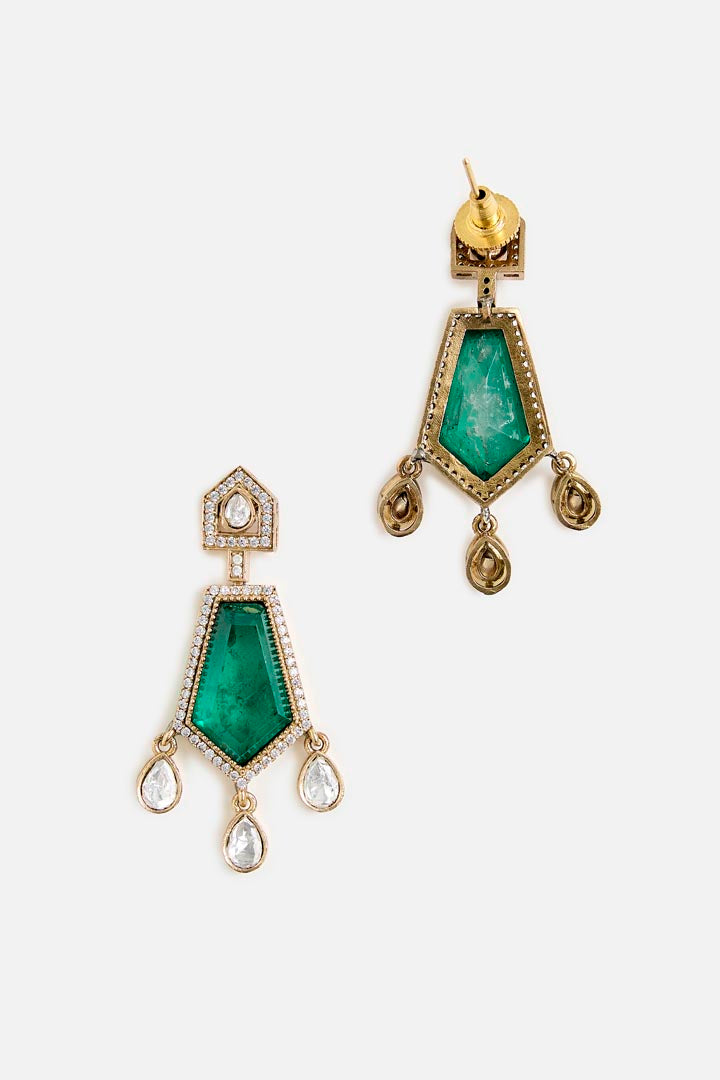 Emerald Drop Kundan Necklace Set
