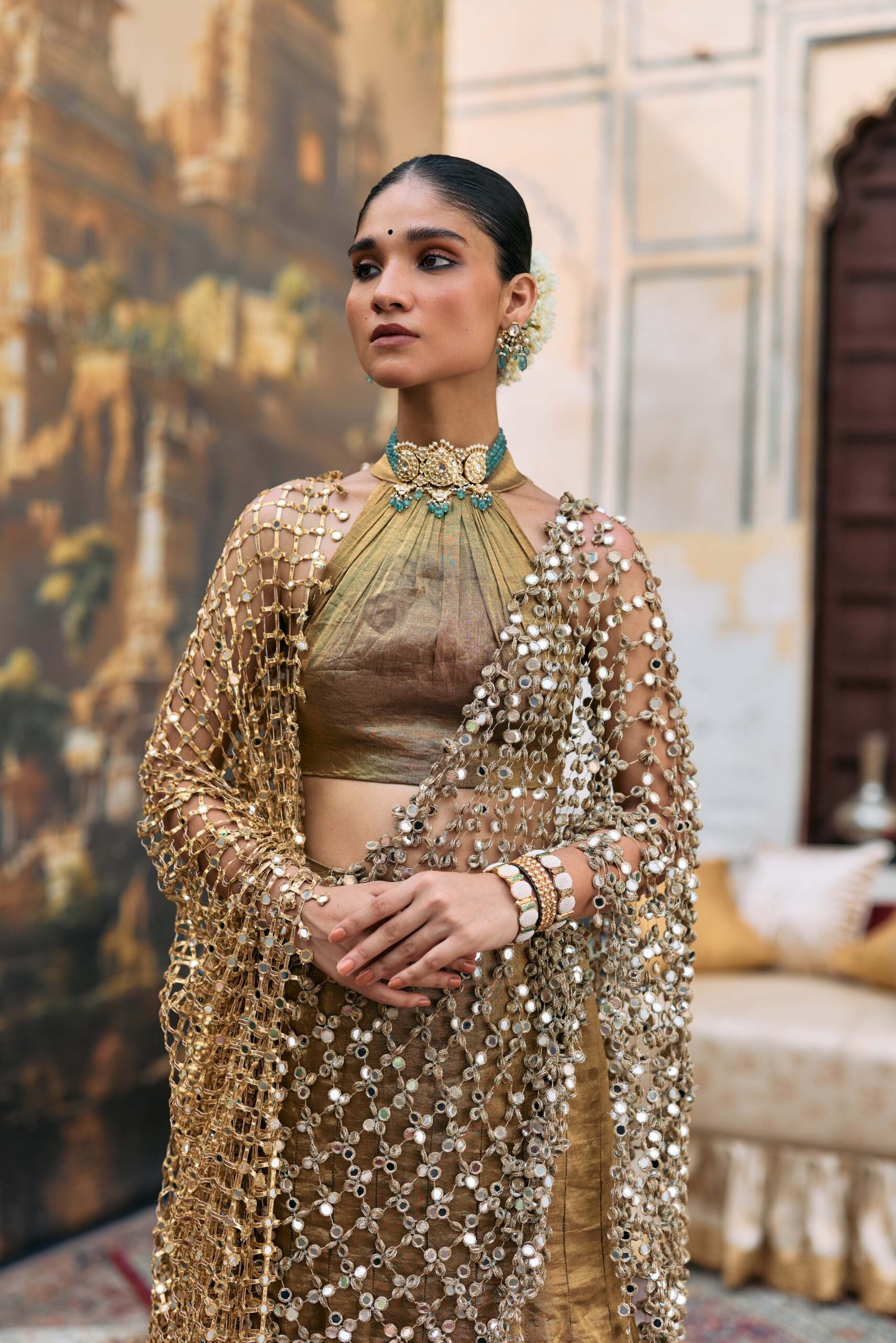 Mandira Lehenga Set with Sheeshya Veil