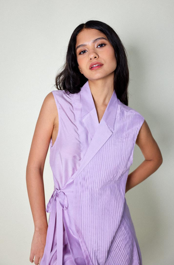Sleeveless Pintucked Dress