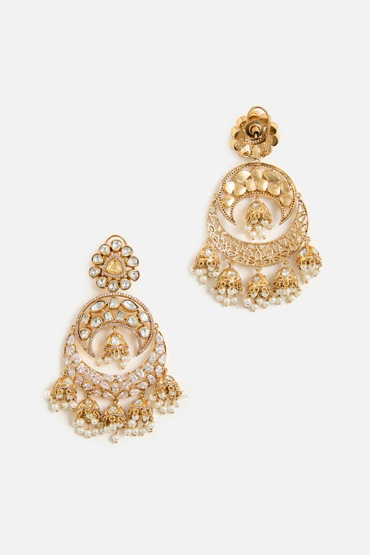 Antique Gold-Plated Statement Jhumka Earrings
