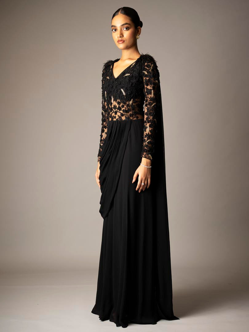 Black Eirene Saree Gown