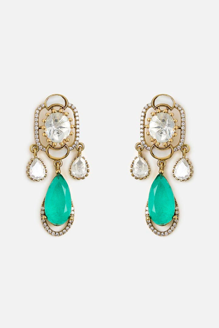 Elegant Green Drop Kundan Necklace Set