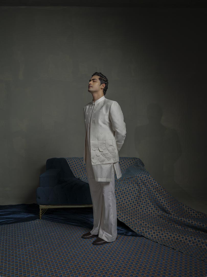 Ivory Flap Bandhgala Set