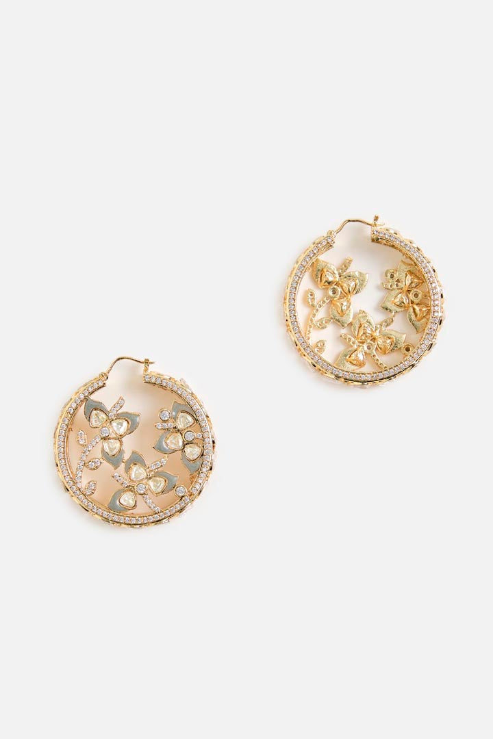 Gold Plated Kundan Drop Earrings