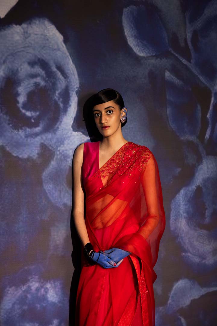 Pink & Red Saree with Blouse- Set of 2