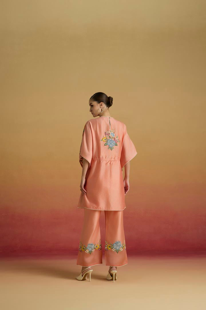 APRICOT CONTRAST PAISLEY KAFTAN