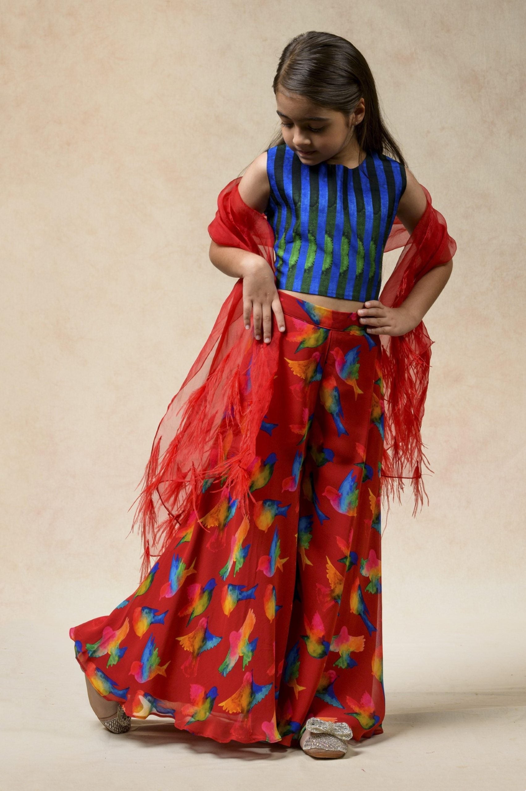 Flared sharara with top, dupatta