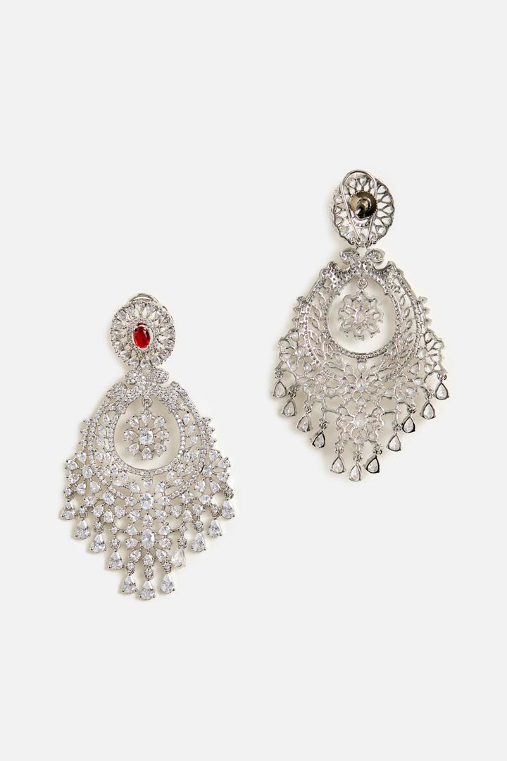Red Onyx and cubic Zircon Chandelier Earrings