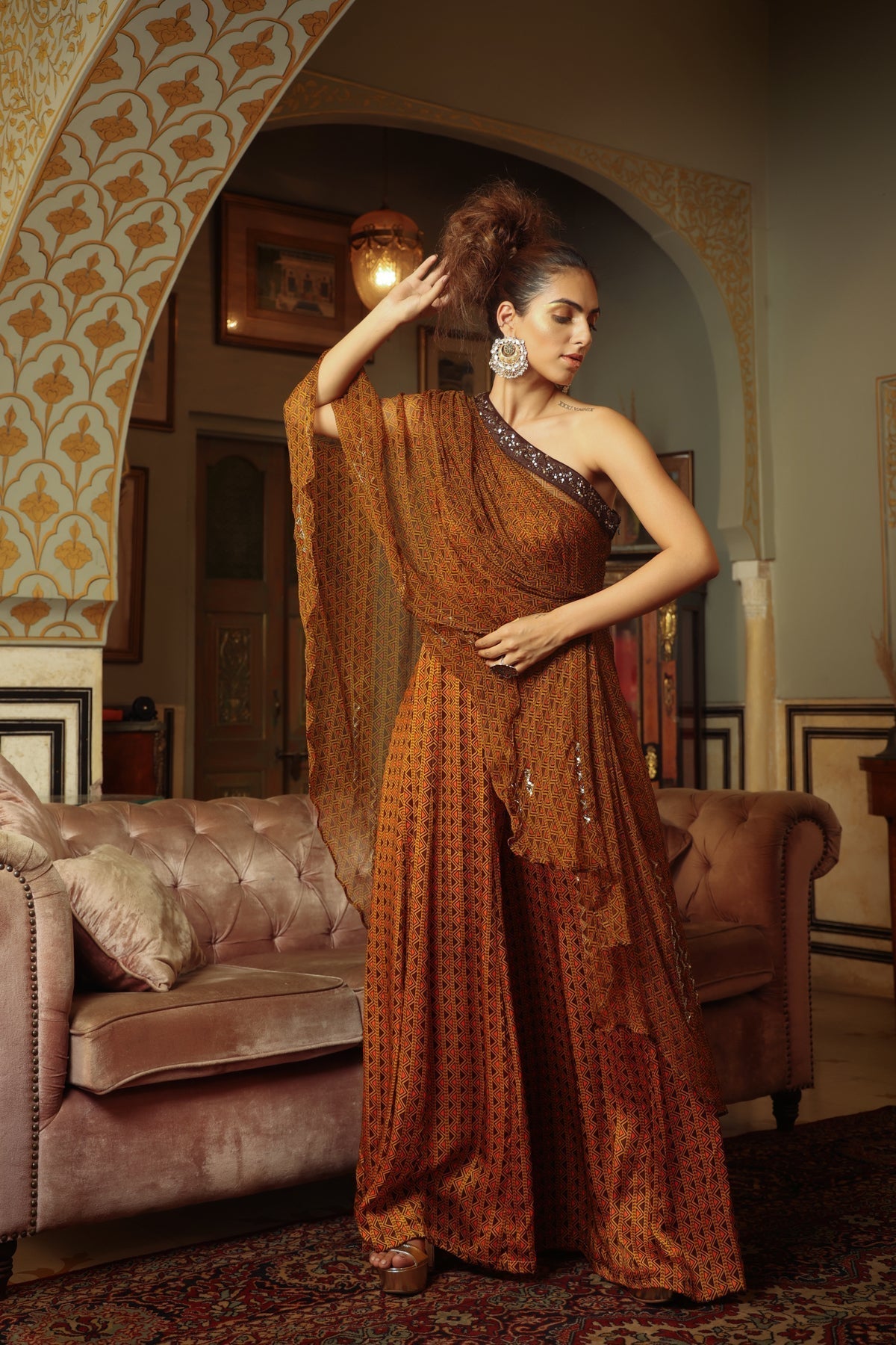 Image of Dilruba trevron dhaani  toga jumpsuit