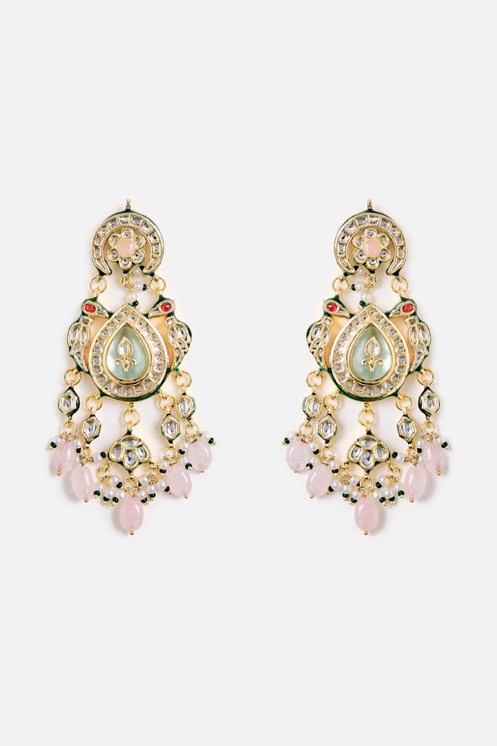 Floral Kundan Pearl Drop Earrings