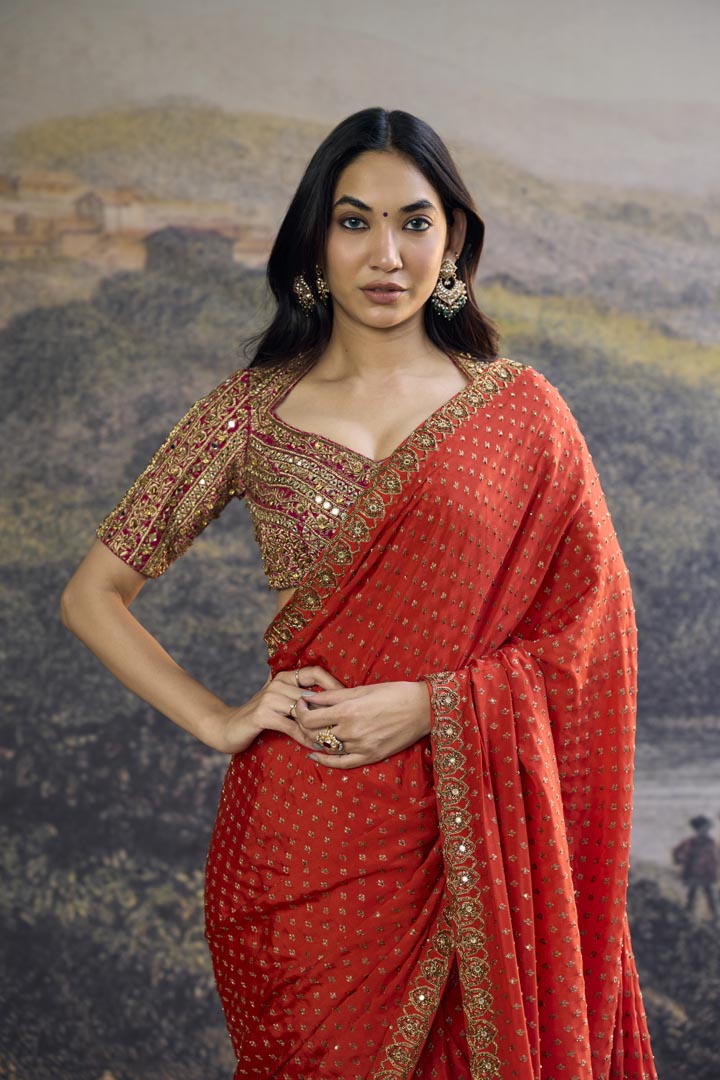 Surahi Rang Handloom Saree Set