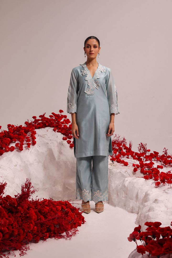 Image of Frozen blue kurta set