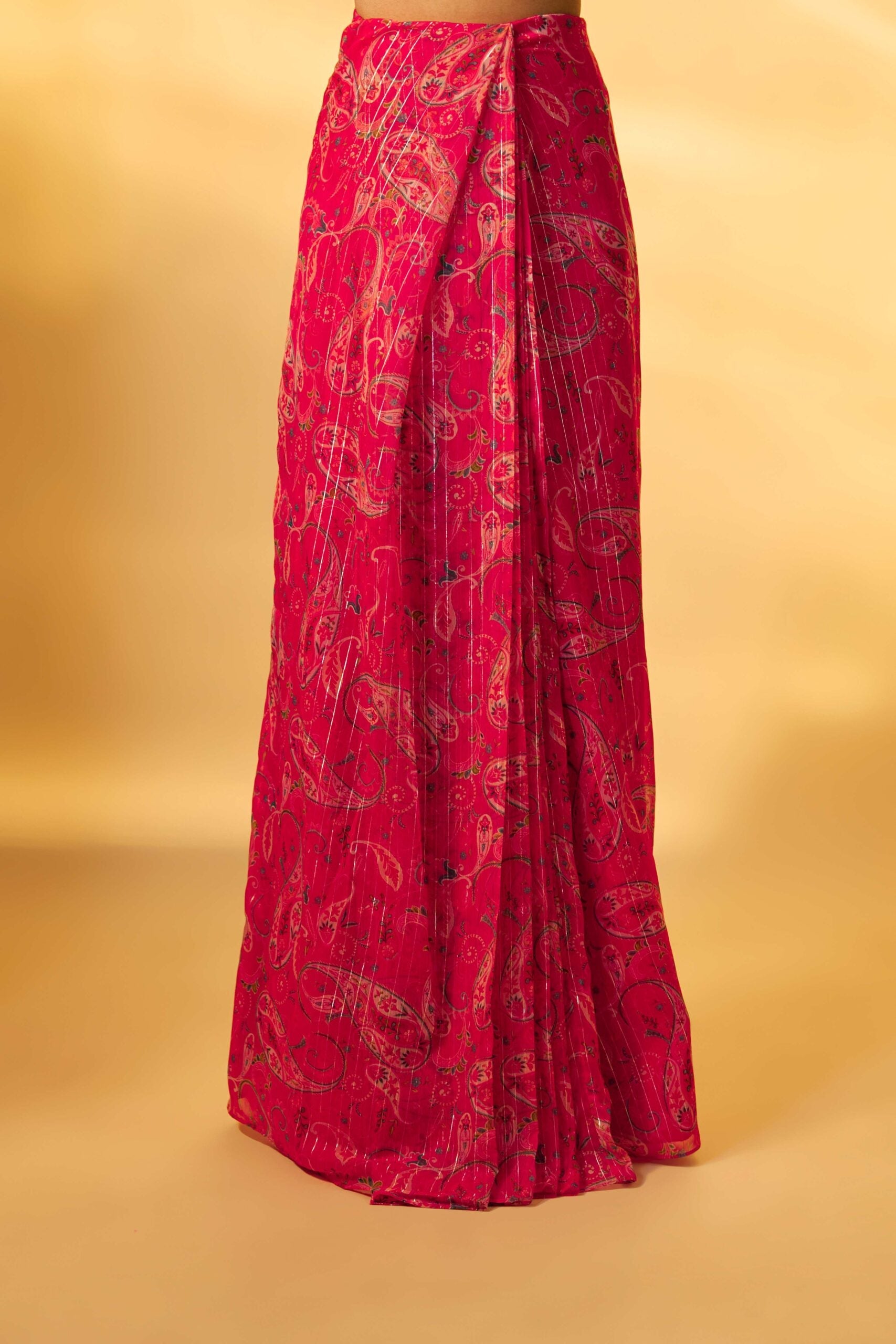 PINK PAISLEY PRINTED SKIRT SET