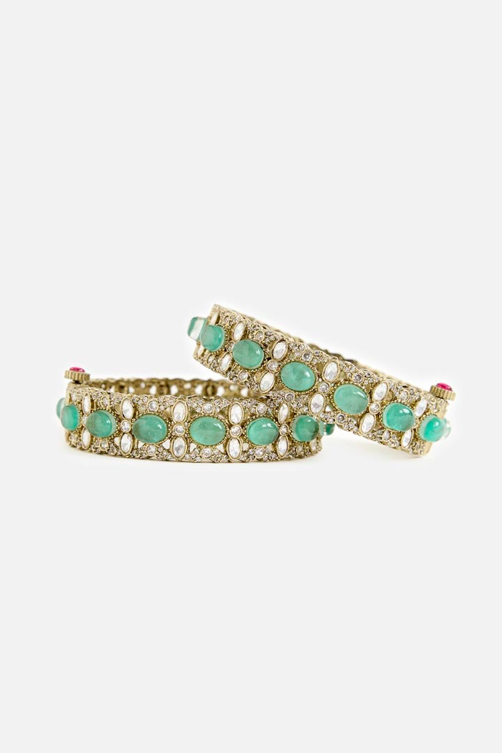 Emerald and Gold Kundan Bangle