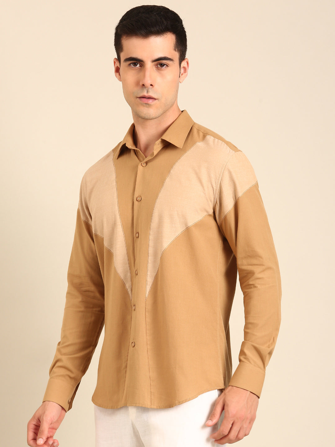 Beige-Khaki Malai Cotton Shirt
