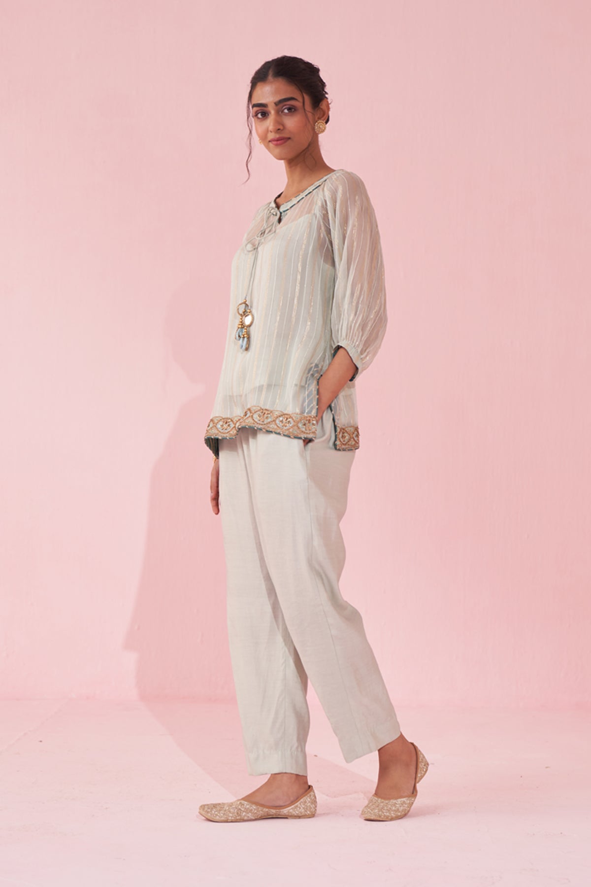 GAJARA PALE BLUE SHIRT PANT SET