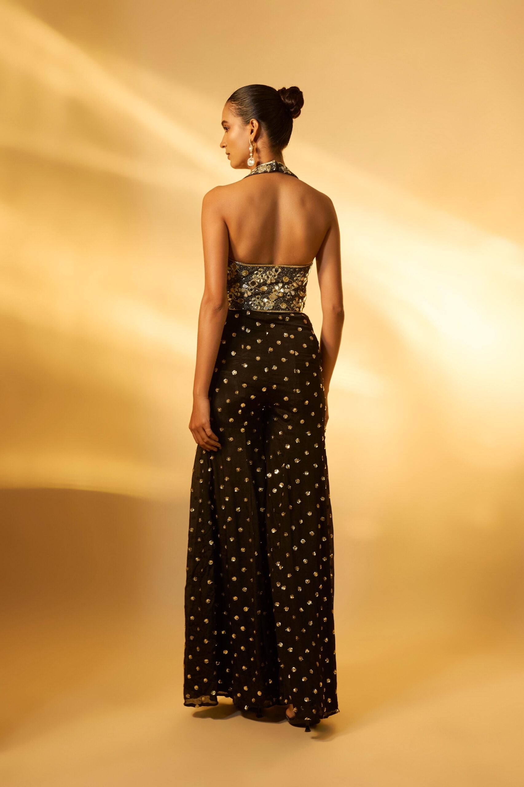 BLACK SEQUINS PALAZZO SET