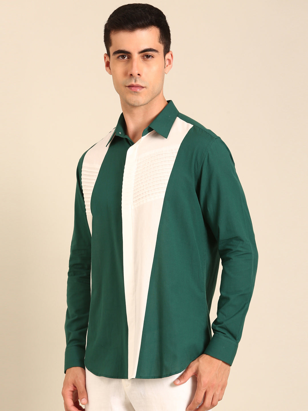 Teal- White Malai Cotton Shirt