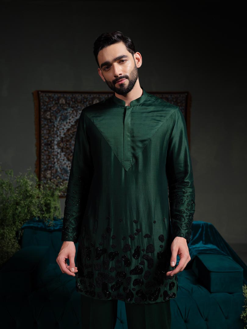 Deep Emerald Amoeba Kurta Set