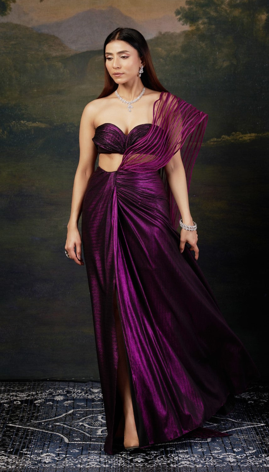 Embellished Saree gown with Intricate Katdana & Wire Work Pallu