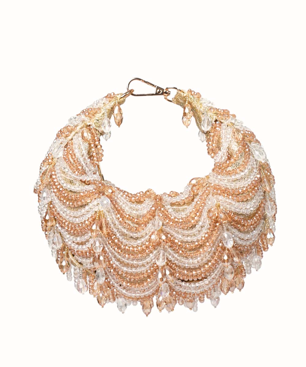 Liona Gold & Silver Georgette Embellished Hobo Bag
