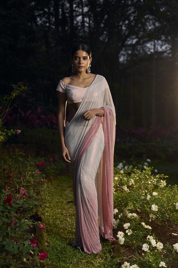 Gulrangi Crystal Saree Set