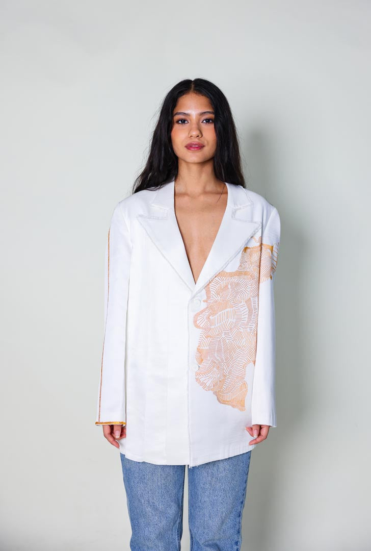 funny figure blazer, white