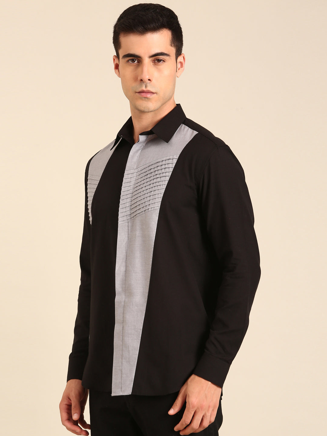 Black - Silver Malai Cotton Shirt