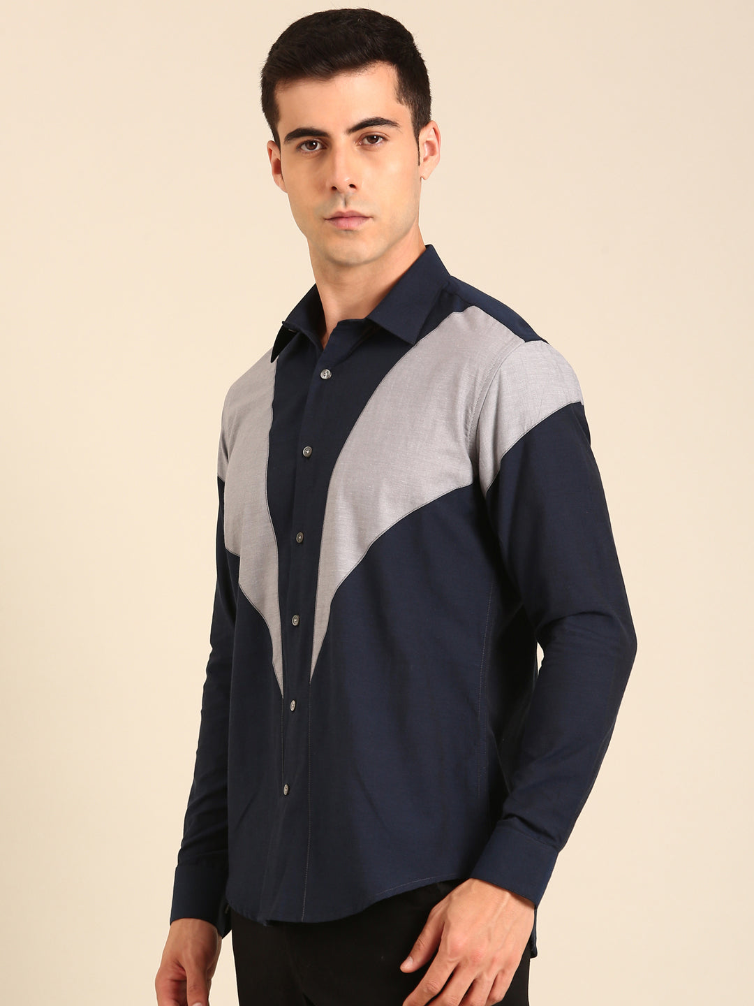 Blue - Silver Malai Cotton Shirt