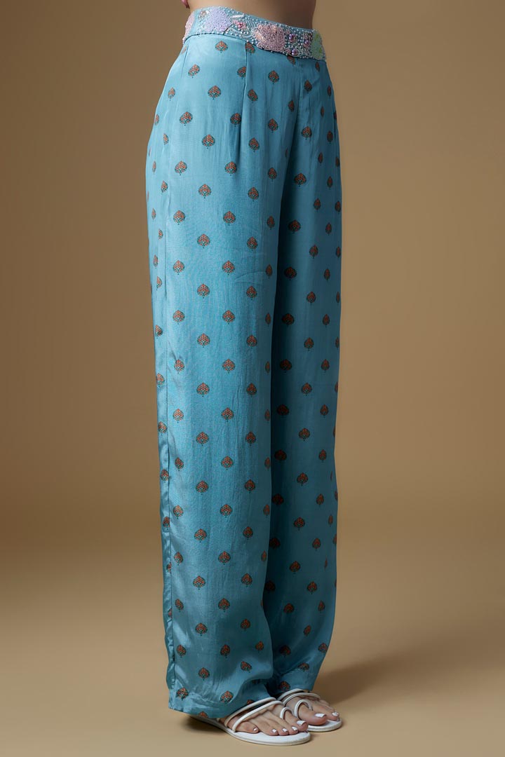 Blue Printed Pant Set