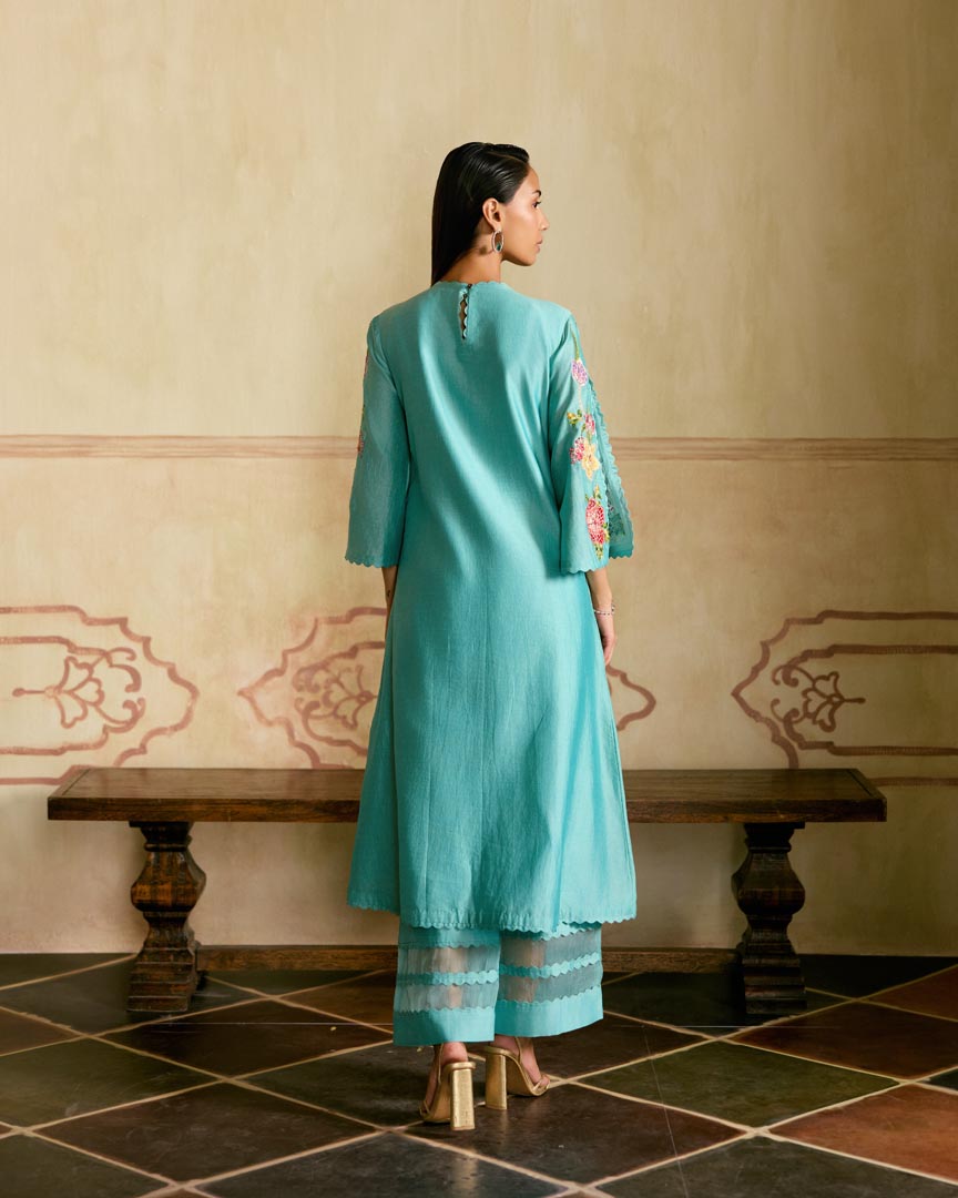 AQUA SHEER DETAIL PANTS