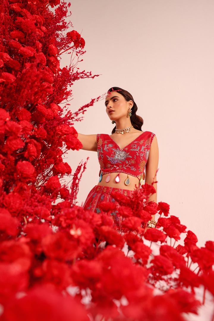 Image of Khwaish fuschia lehenga