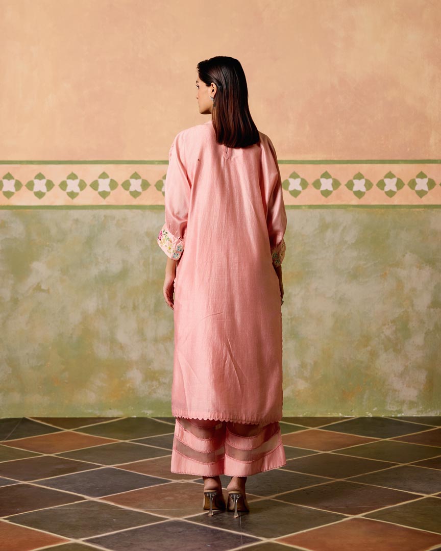 ROSE PINK SHEER DETAIL PANTS