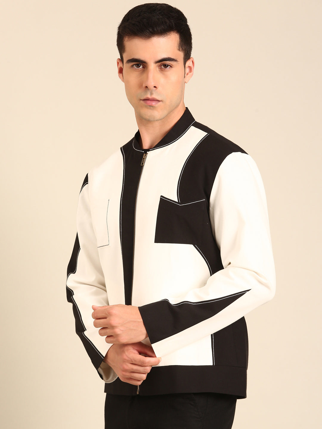 Black - White Malai Cotton Bomber Jacket