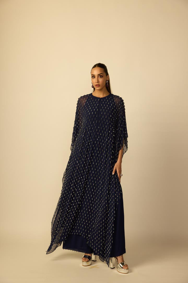 Deep Blue Silver Drop Kaftan