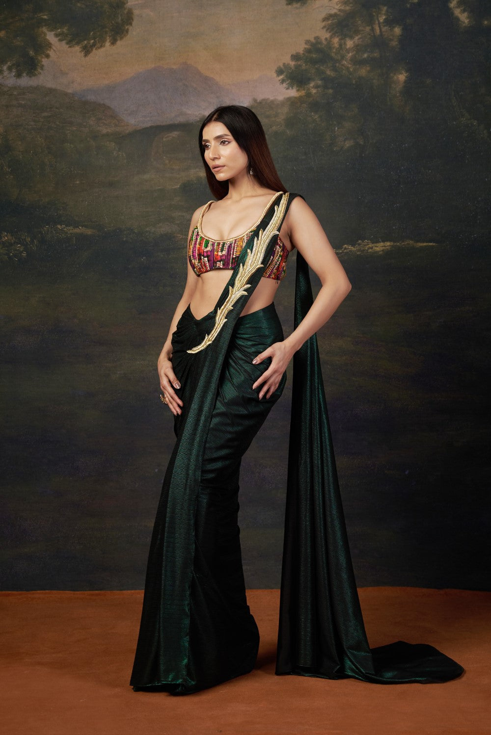 Intricate Handwork Pre-Draped Saree
