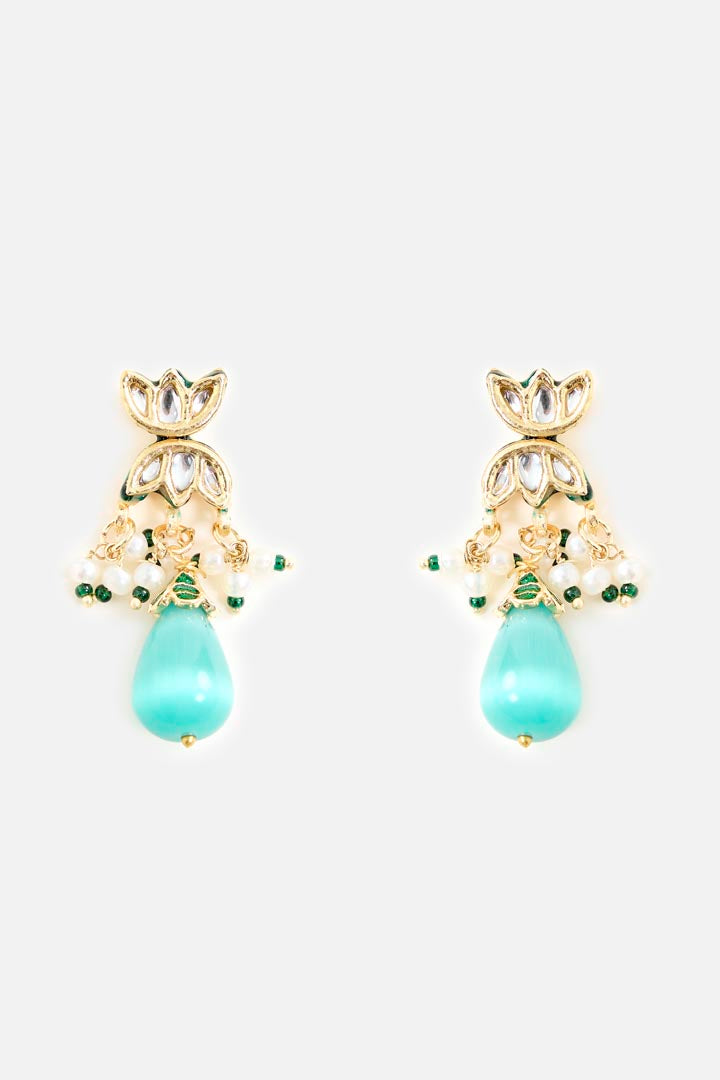 Gold-Tone Multicolor Stone Choker Necklace & Earring Set