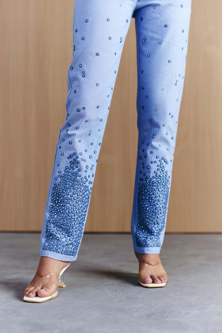 CHAMBREY MIRROR EMBELLISHED PANTS
