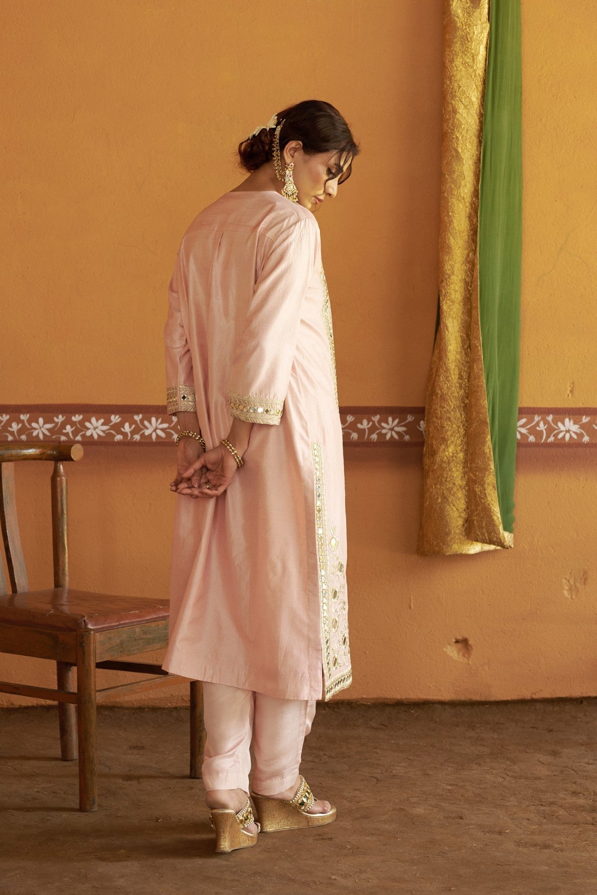 Mirror work jari princess line Kurta Set