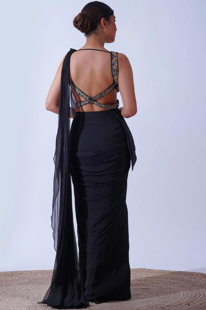 Black-Gold Saree