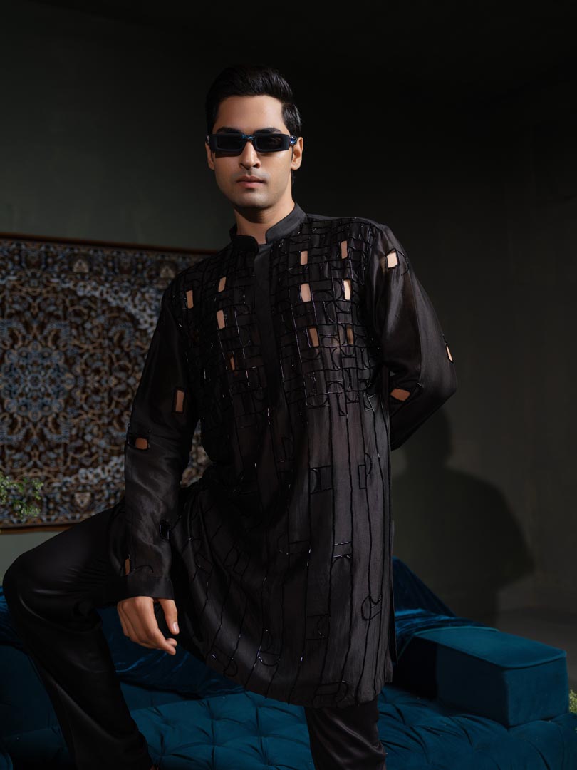 Black Bold Kurta Set