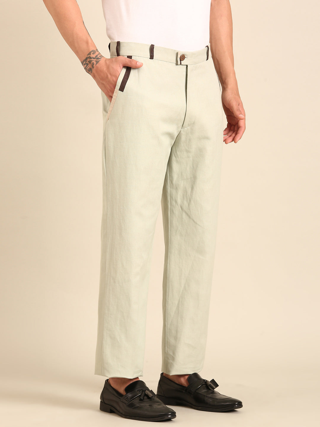 Green 100 % Linen Trouser