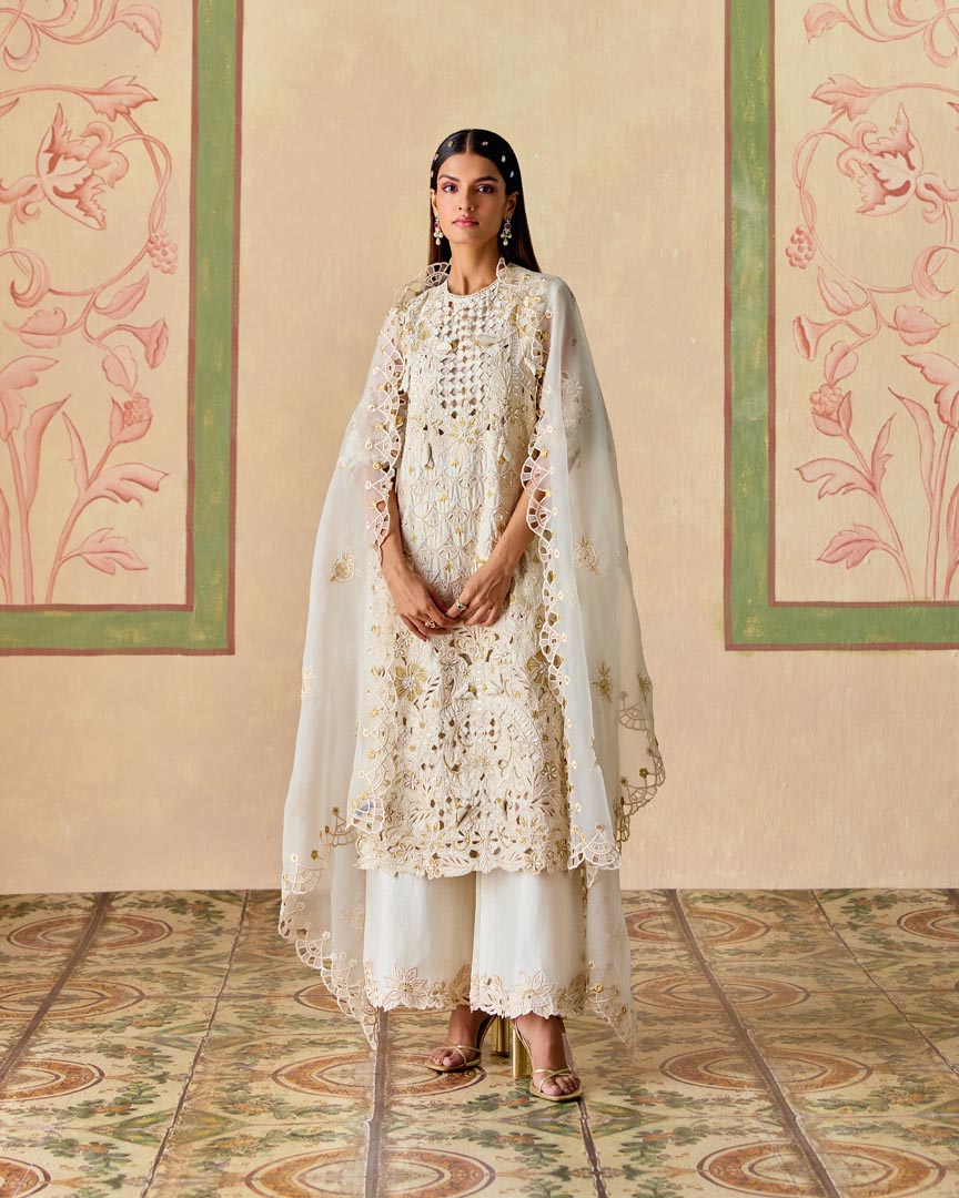 IVORY AND GOLD CUTWORK KURTA