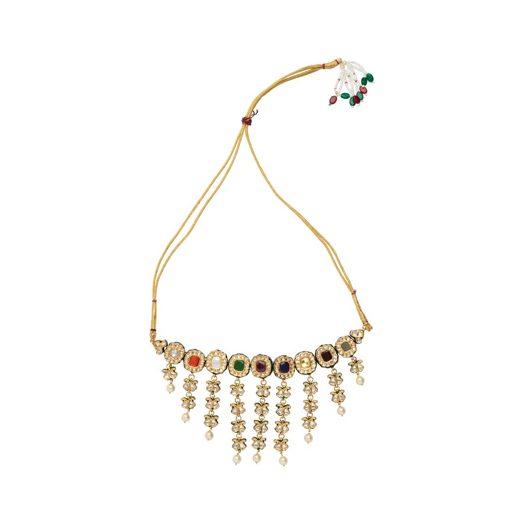Vivinia By Vidhi Mehra Inaayat Gold Plated Multicolored Womens Kundan, Polki Necklace Set with Pair of earrings VN001