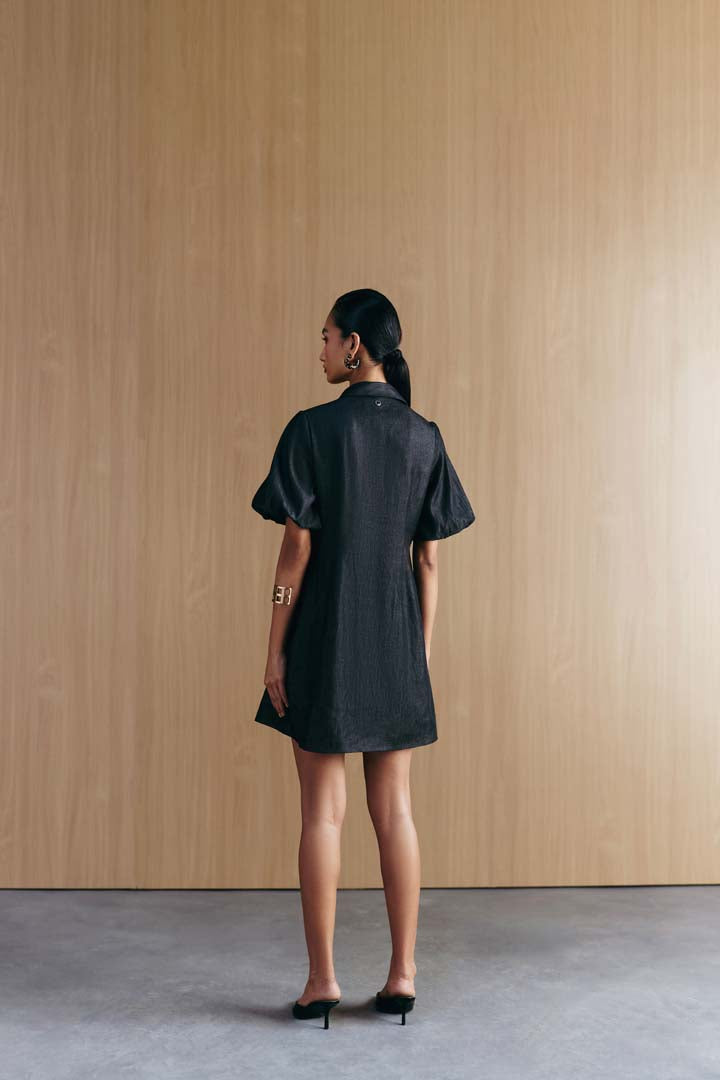 BLACK DENIM EMBELLISHED DRESS