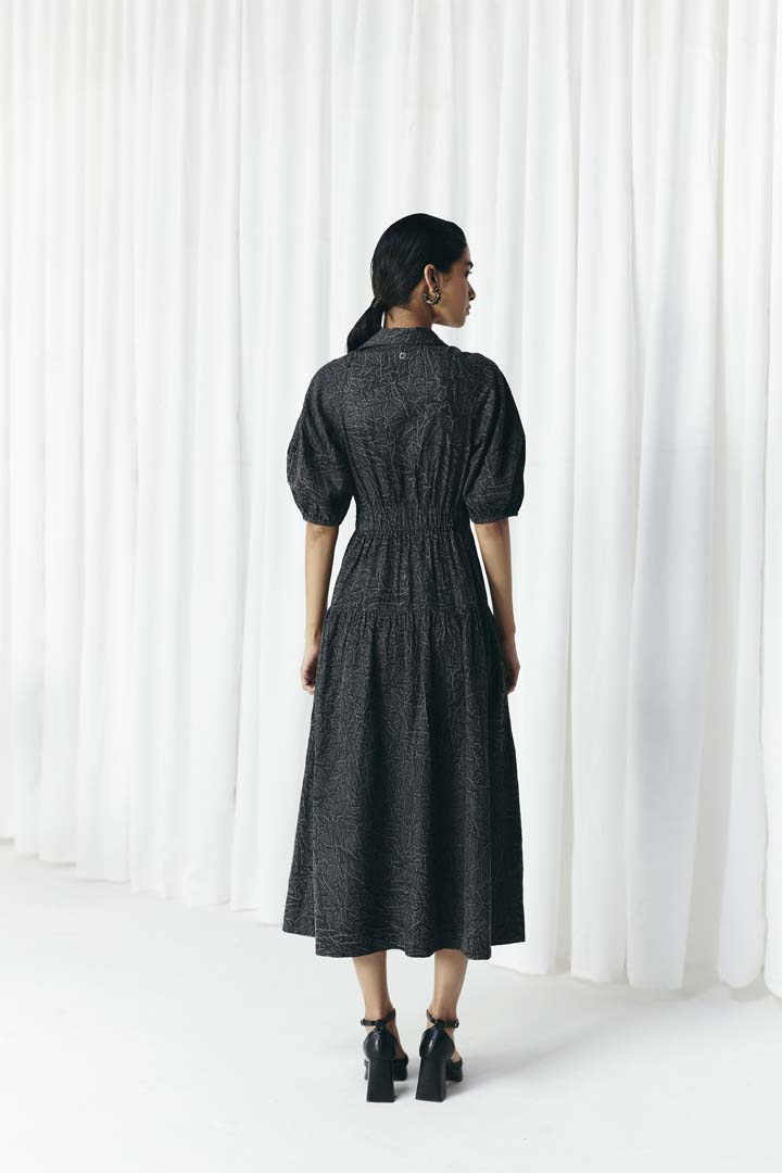 WASHED DENIM EMBELLISHED DRESS